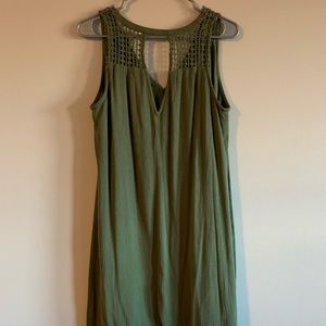 Old navy small/petite olive dress, thick straps with design